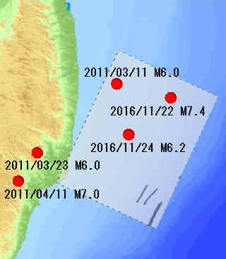 図１　主な地震 