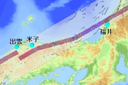 図13 西日本日本海沿いの地震帯(水平)