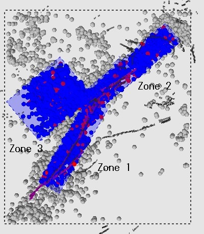 図５ ゾーン１~３の震源分布